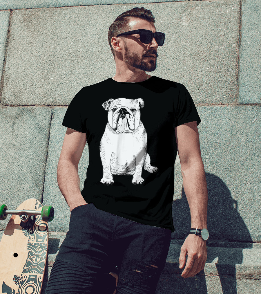 English Bulldog Dog Lover Owner Art Sketch T-Shirt