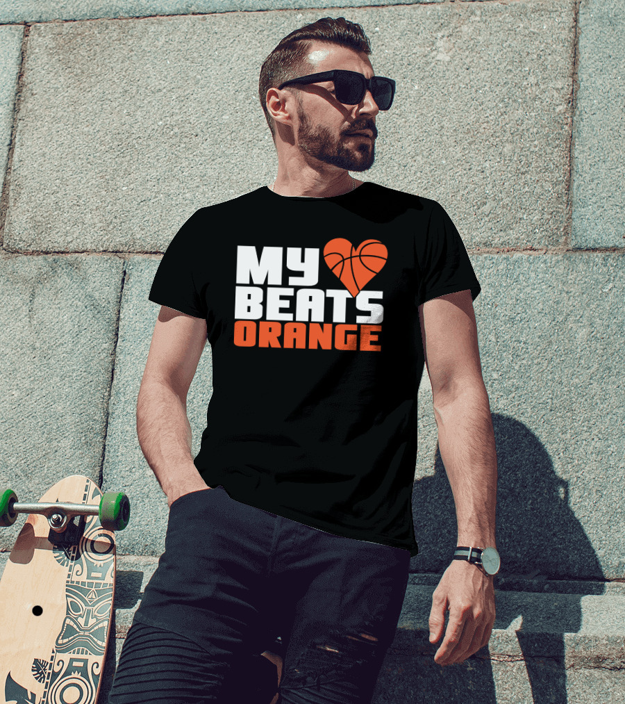 My Heart Beats Orange Basketball T-Shirt