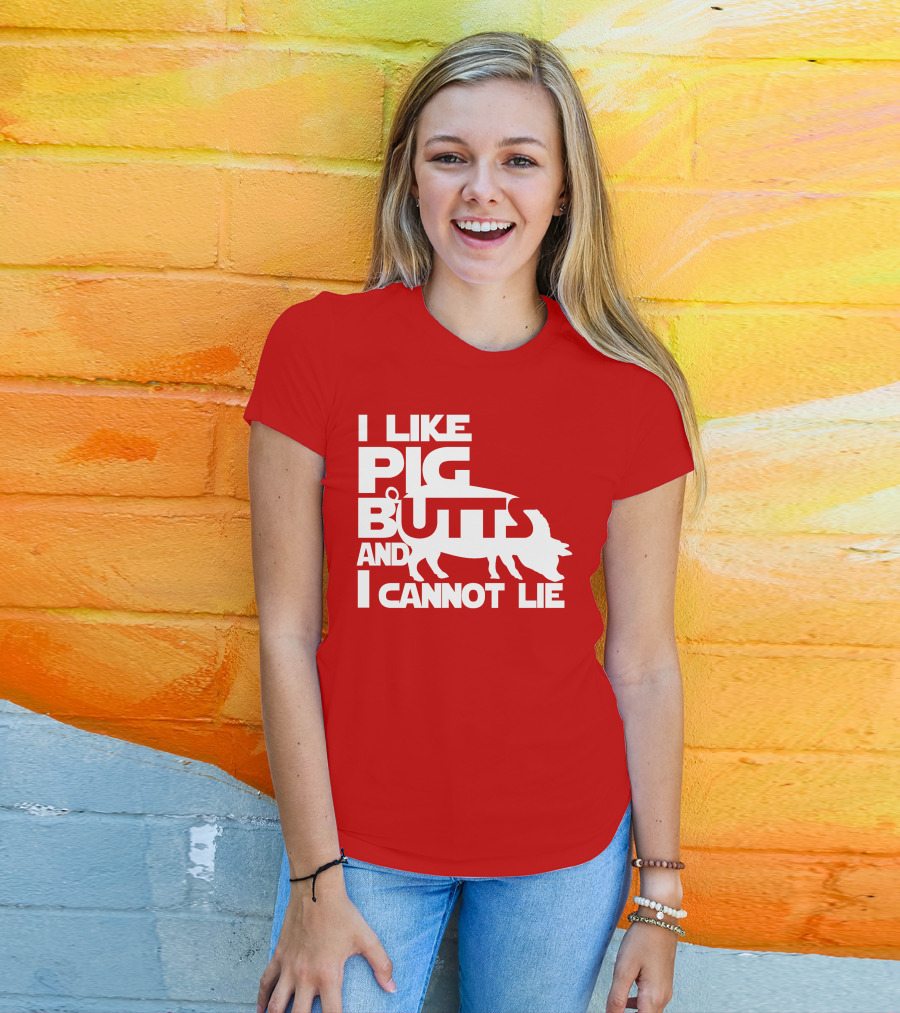 I Like Pig Butts And I Cannot Lie Pig Outline T-Shirt