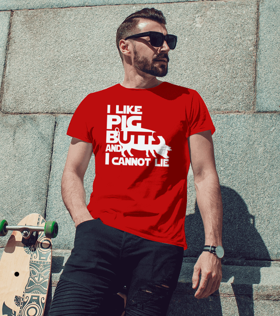 I Like Pig Butts And I Cannot Lie Pig Outline T-Shirt