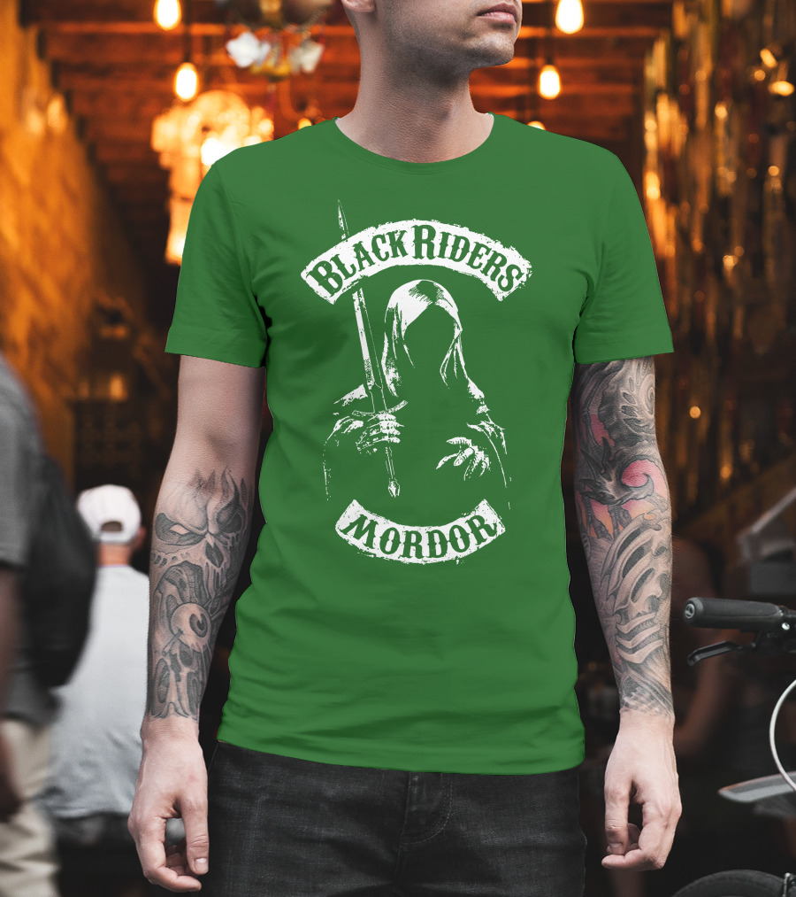 Black Riders Mordor Nazgûl Wraiths Sword Green Background T-Shirt