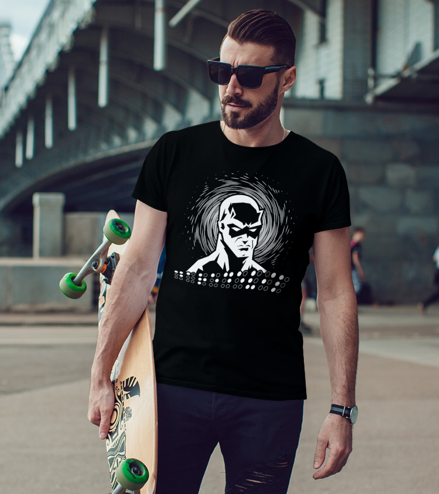 Braille Daredevil Blind Superhero Braille Text T-Shirt
