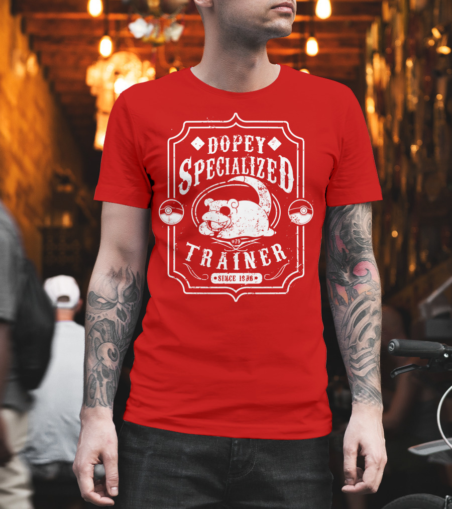 Dopey Specialized Trainer Slowpoke Since 1996 Pokéball Red Badge T-Shirt