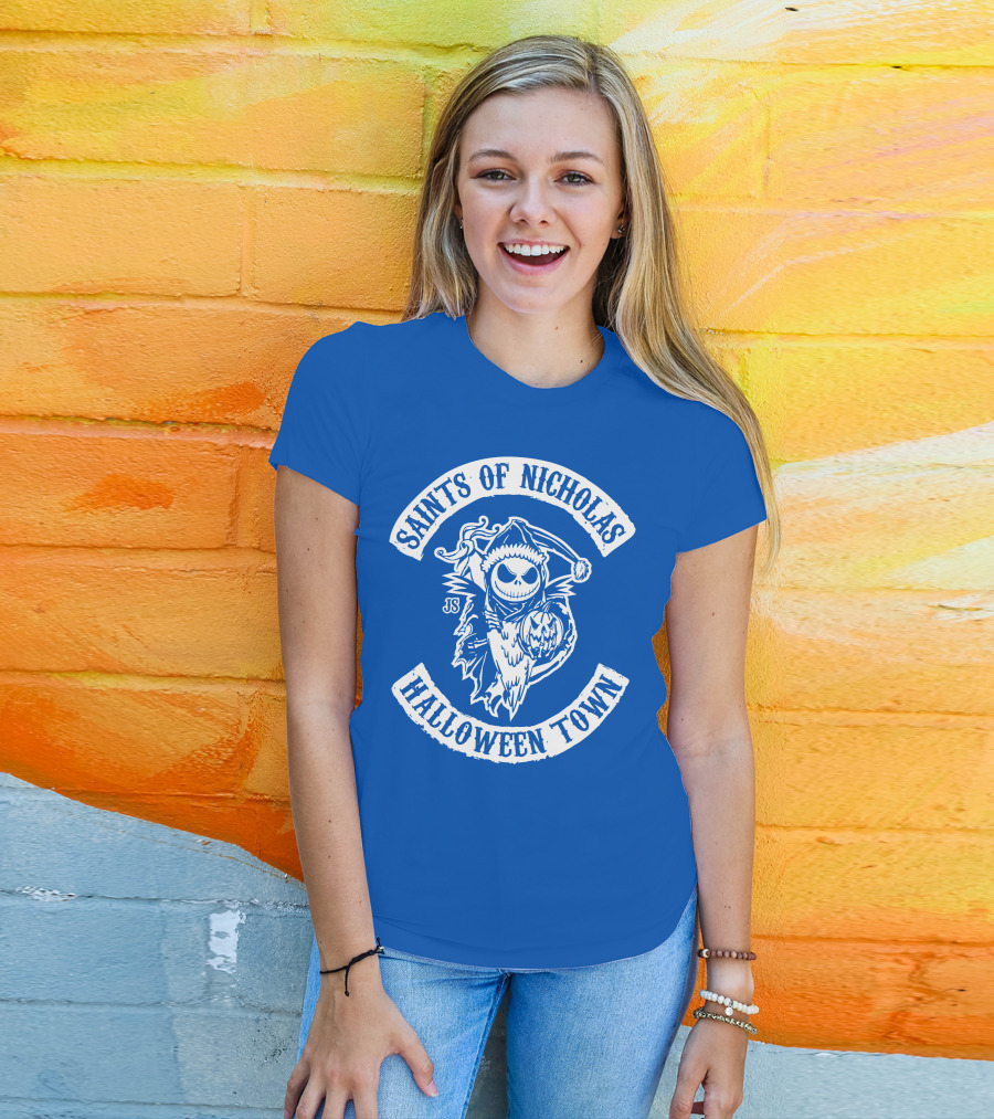 Saints Of Nicholas Halloween Town Jack Skellington Santa Crossover T-Shirt