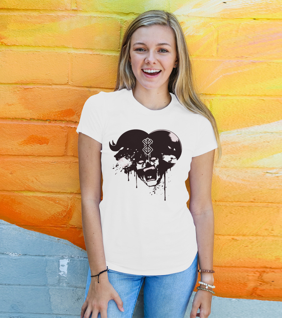 HELL DEMON Scream Symbol Dripping Horns T-Shirt