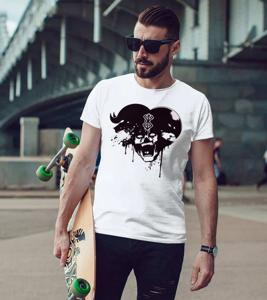 HELL DEMON Scream Symbol Dripping Horns T-Shirt