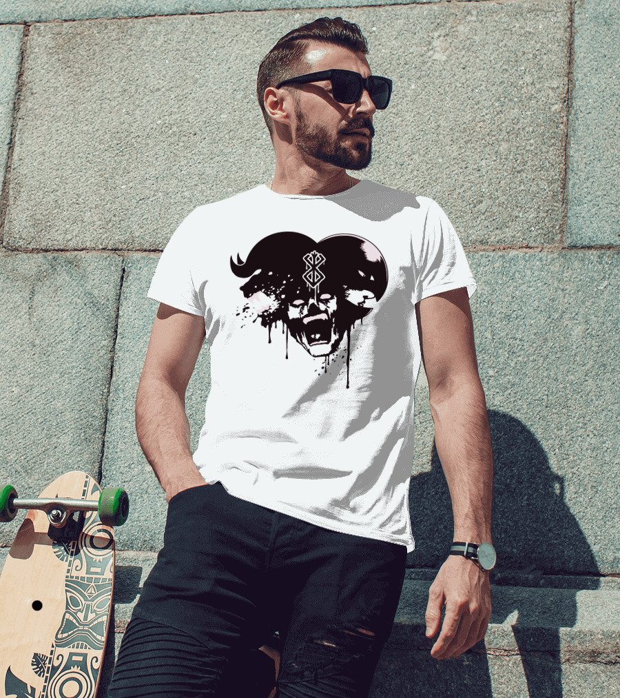 HELL DEMON Scream Symbol Dripping Horns T-Shirt