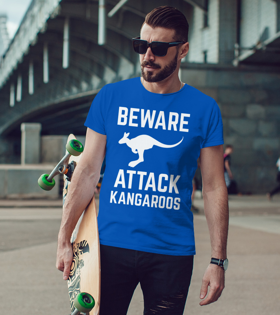 Beware Attack Kangaroos Warning Sign T-Shirt