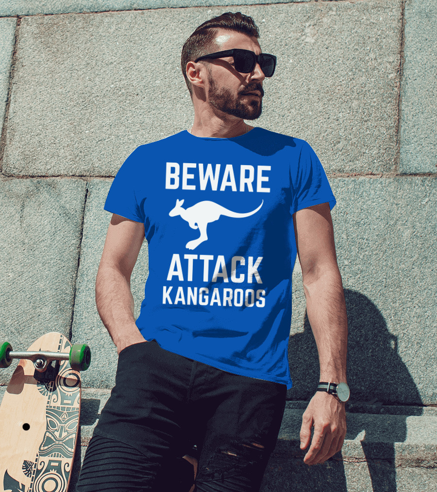 Beware Attack Kangaroos Warning Sign T-Shirt