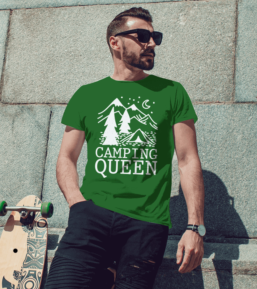Camping Queen Mountain Tent Moon Forest Adventure T-Shirt