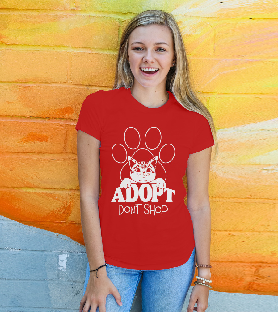 Cat Paw Adopt Don't Shop T-Shirt