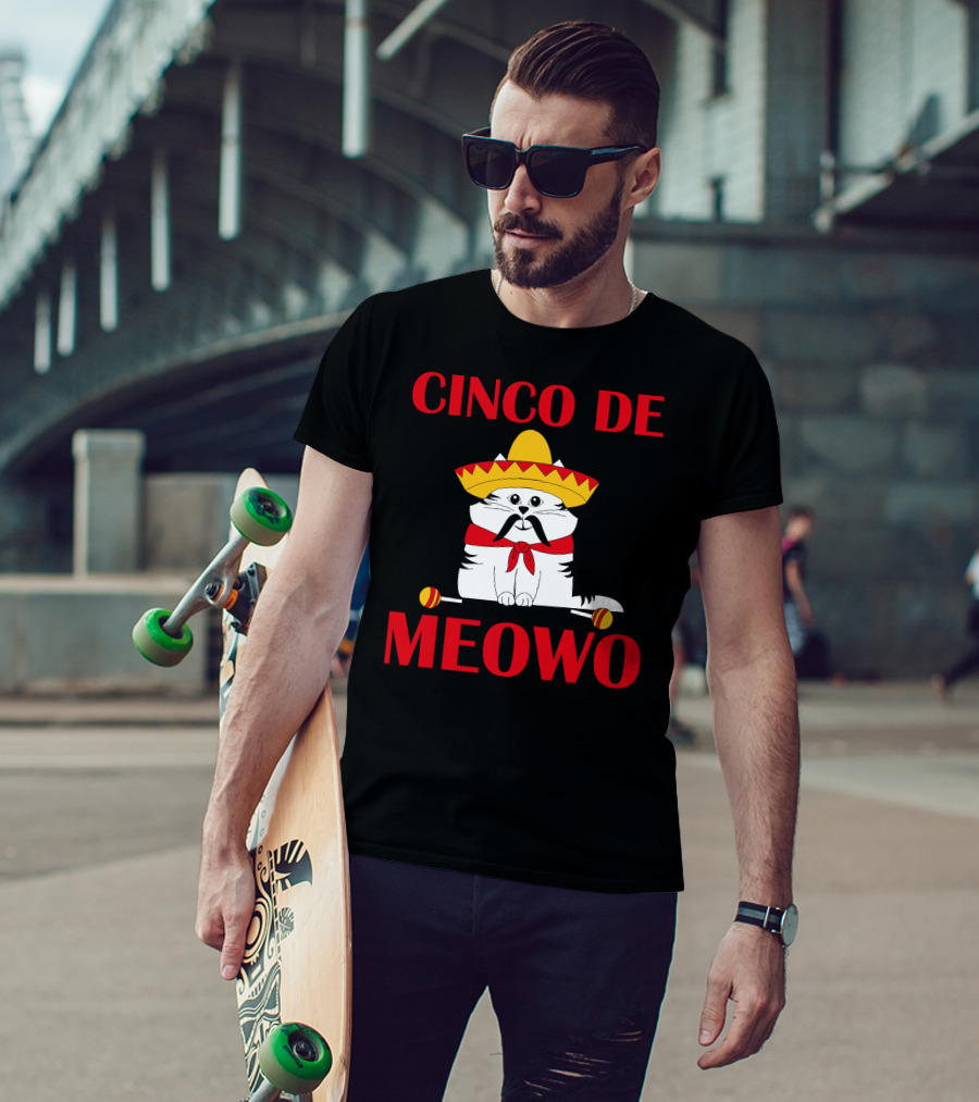Cinco De Meowo Cat Sombrero And Maracas Cinco De Mayo T-Shirt
