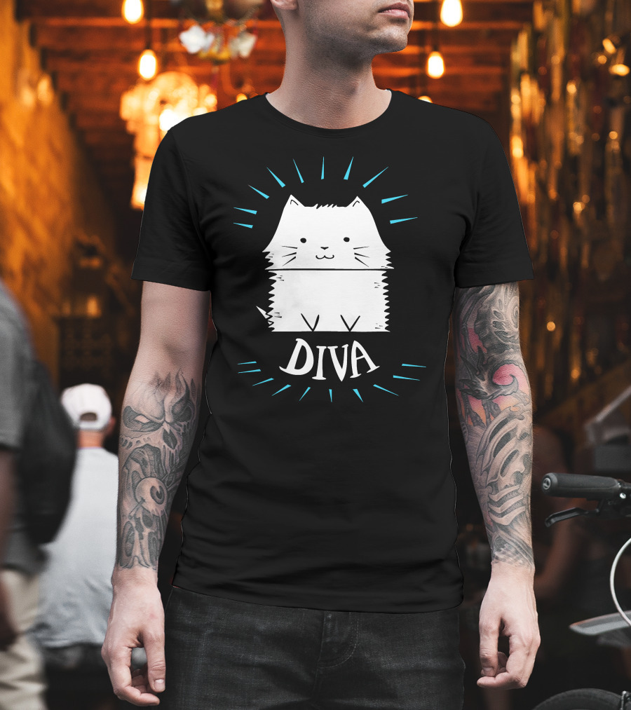 Cat Diva Cute Whiskered Feline T-Shirt