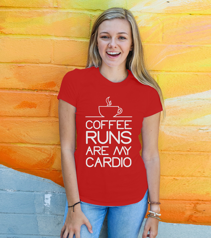 Coffee Runs Are My Cardio Cup Icon T-Shirt