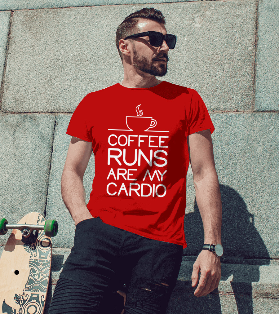 Coffee Runs Are My Cardio Cup Icon T-Shirt