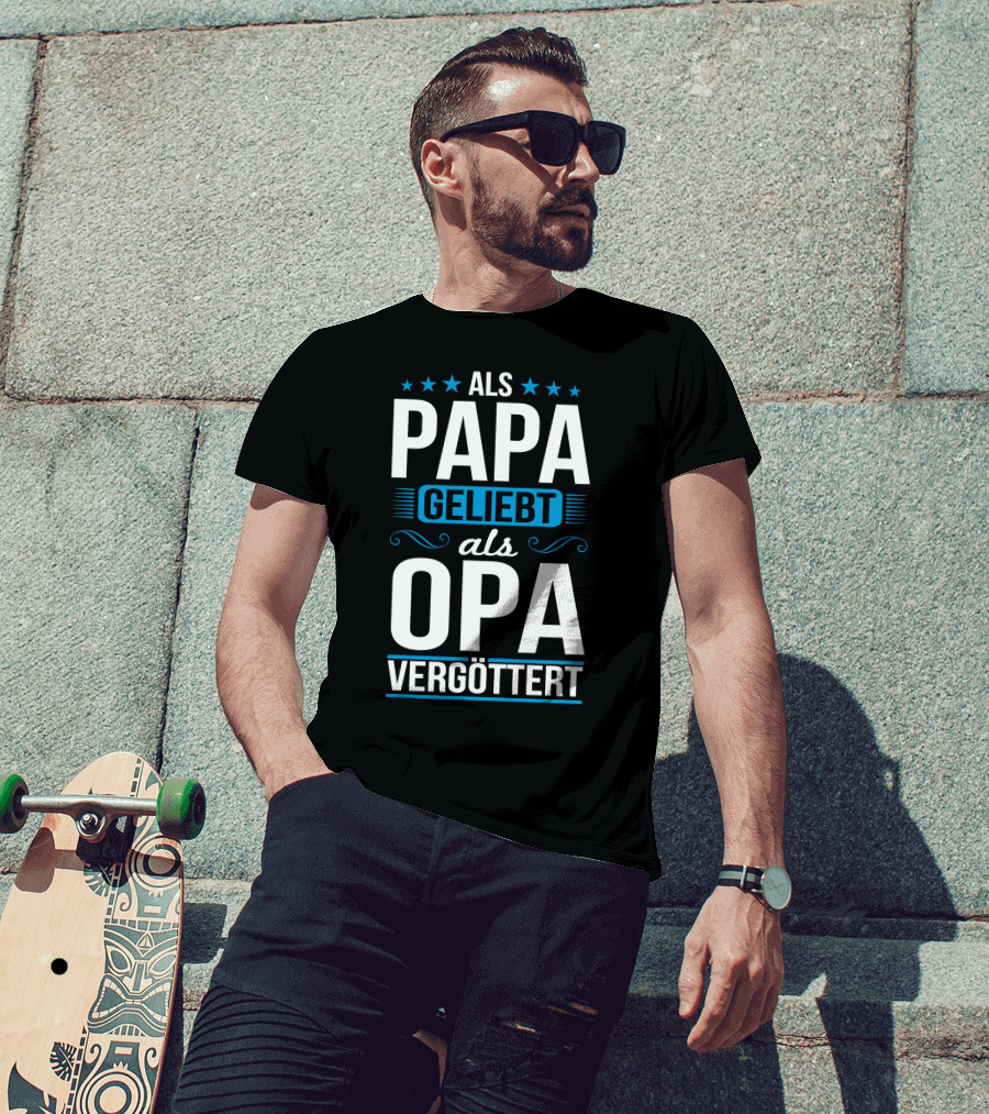 Als Papa Geliebt Als Opa Vergöttert Retro Chic Stars T-Shirt