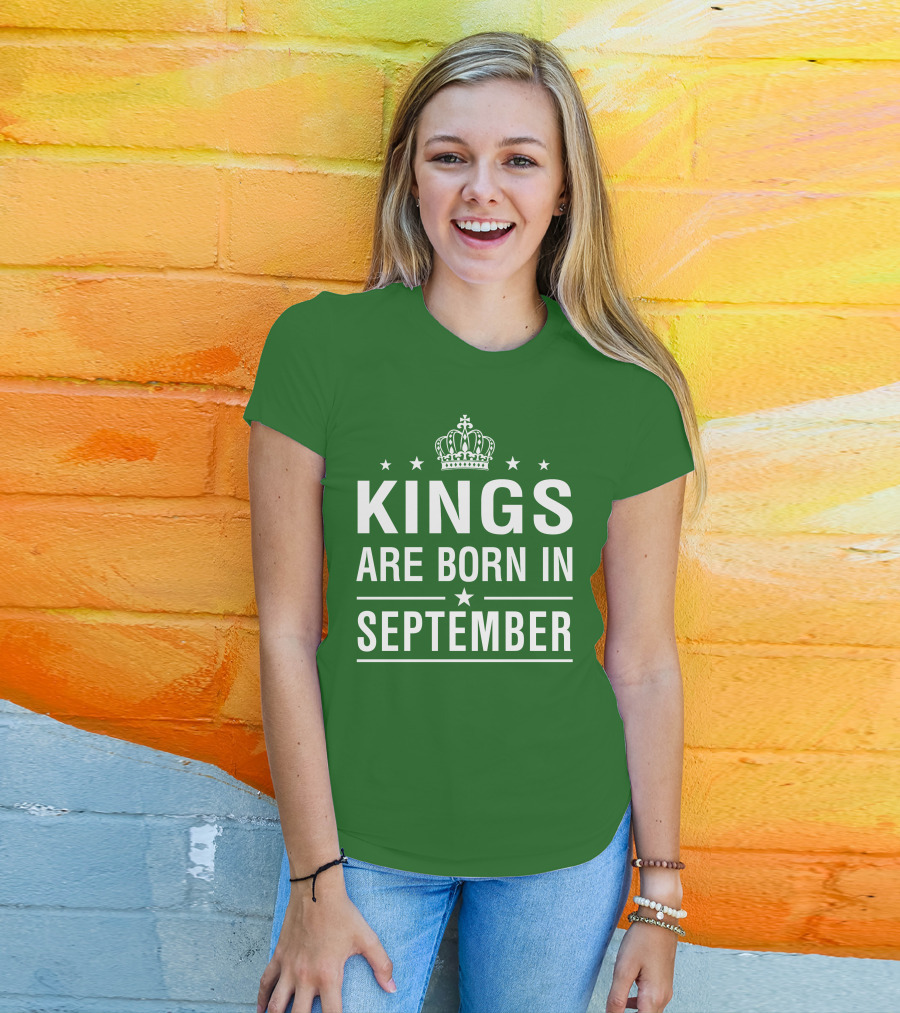 Kings Are Born In September Crown And Stars T-Shirt