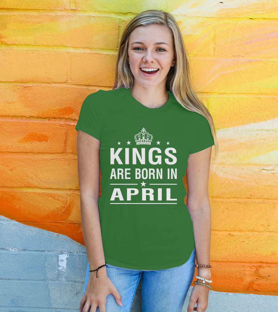 Kings Are Born In April Crown Stars T-Shirt