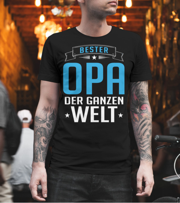 Bester Opa der Ganzen Welt Stars Banner T-Shirt Bester Opa der Ganzen Welt Stars Banner T-Shirt