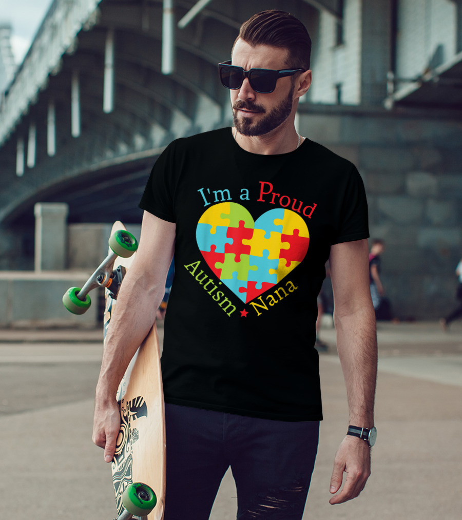 I'm A Proud Autism Nana Puzzle Heart T-Shirt