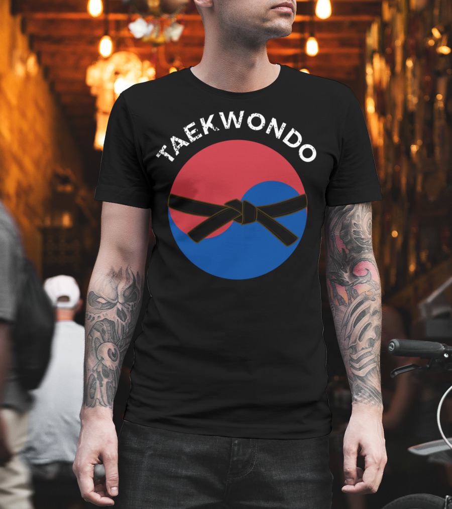 Taekwondo Korean Flag Black Belt Martial Arts T-Shirt