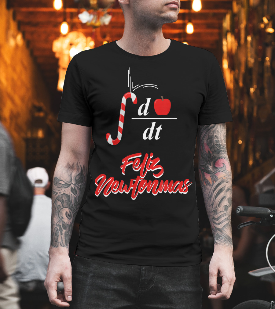 Feliz Newtonmas Integral Ddt Apple Candy Cane T-Shirt