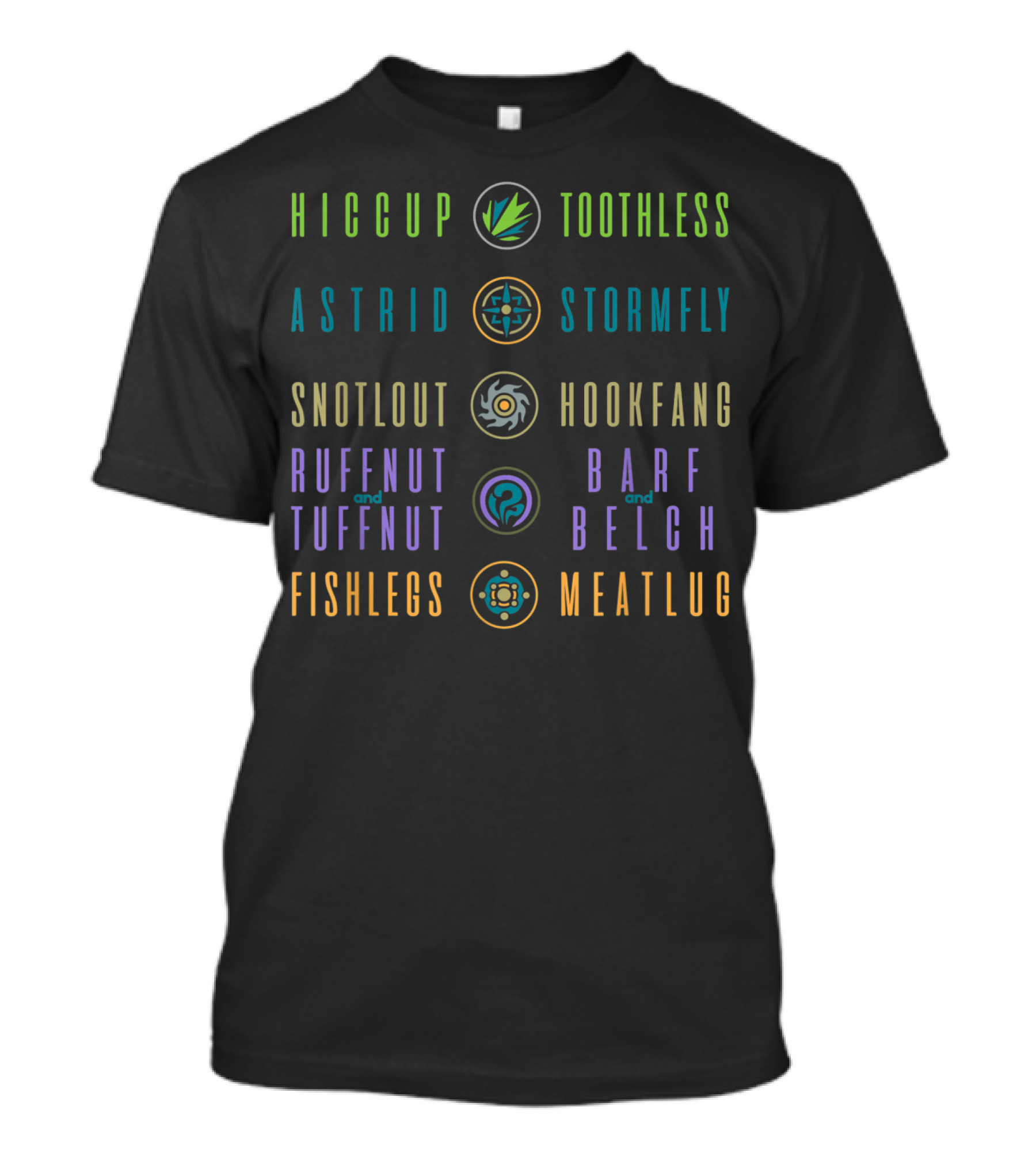 Hiccup Toothless Astrid Stormfly Snotlout Hookfang Ruffnut Tuffnut Barf Belch Fishlegs Meatlug How To Train Your Dragon 3 Hidden World Rider T-Shirt