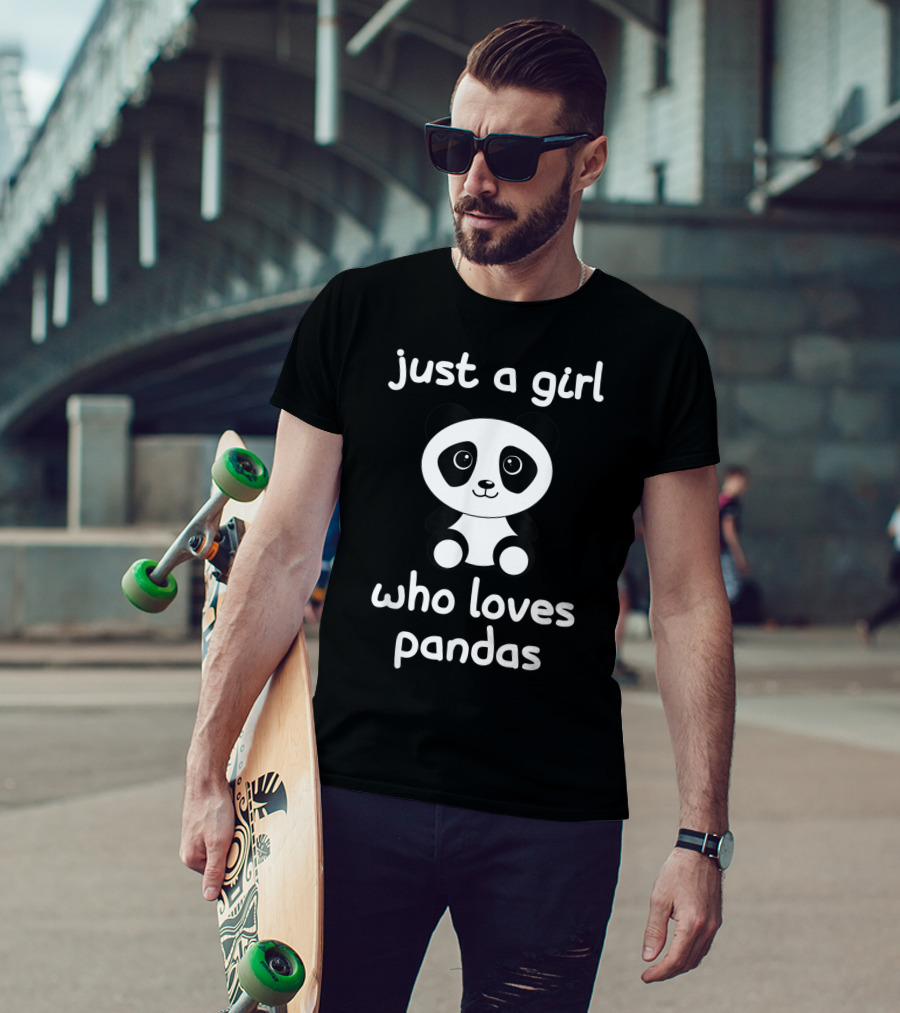 Just A Girl Who Loves Pandas Cute Panda Cartoon T-Shirt