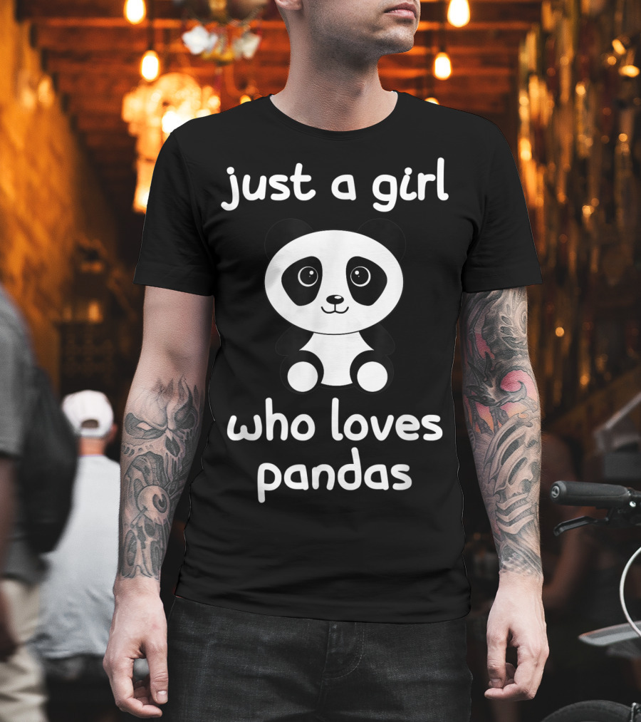 Just A Girl Who Loves Pandas Cute Panda Cartoon T-Shirt