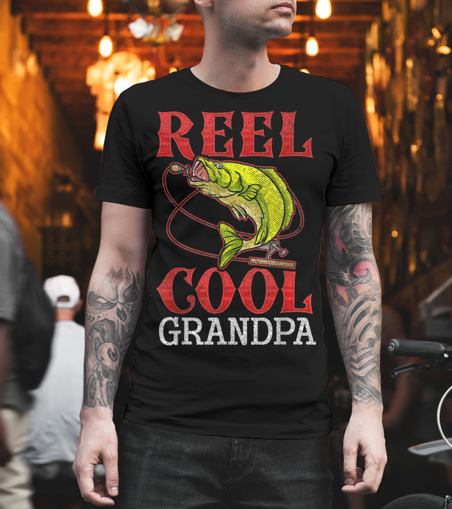 Reel Cool Grandpa Fishing Lover Bass Catcher T-Shirt