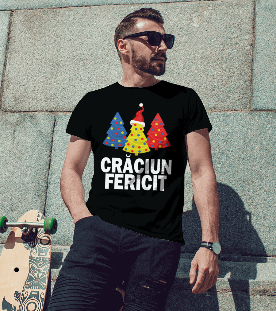 Crăciun Fericit Merry Christmas Romanian Trees Romania Lovers T-Shirt