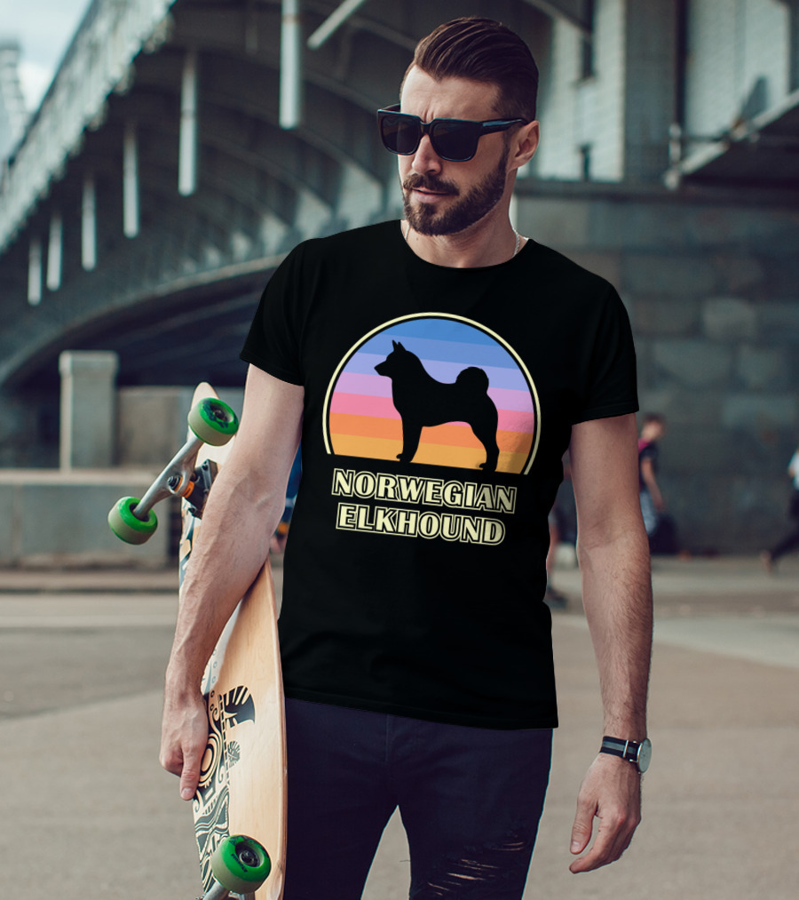 Norwegian Elkhound Vintage Sunset T-Shirt