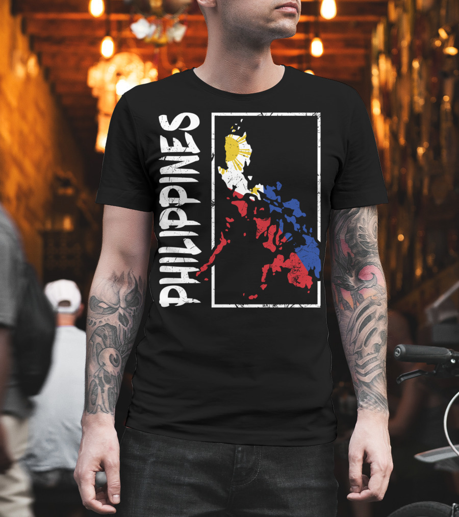 Philippines Flag Map And Filipino Pride T-Shirt