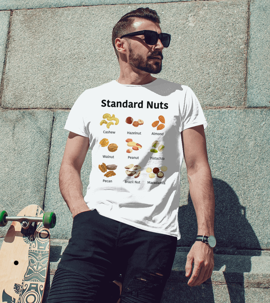 Standard Nuts Youth Cashew Hazelnut Almond Walnut Peanut Pistachio Pecan Brazil Nut Macadamia Lots Of Colors T-Shirt