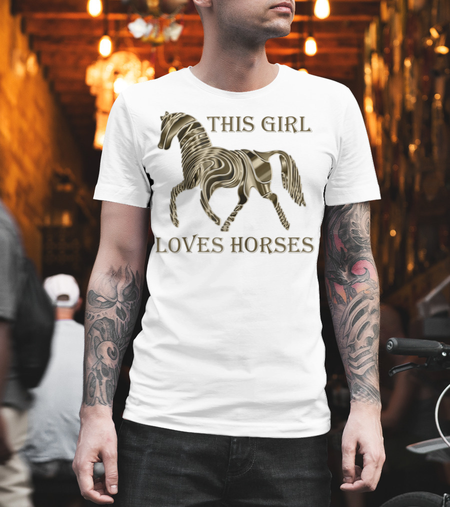 This Girl Loves Horses 3D Metallic Horse T-Shirt