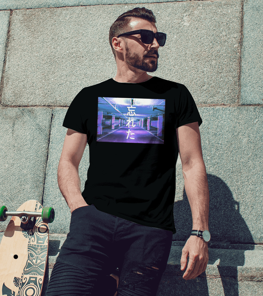 Forgotten Vaporwave Aesthetic Underground Parking Scene Japanese Text T-Shirt