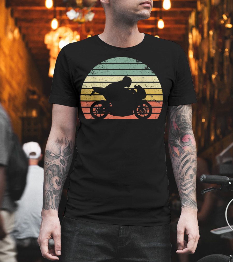 Vintage Biker Motorcycle Retro Sunset T-Shirt