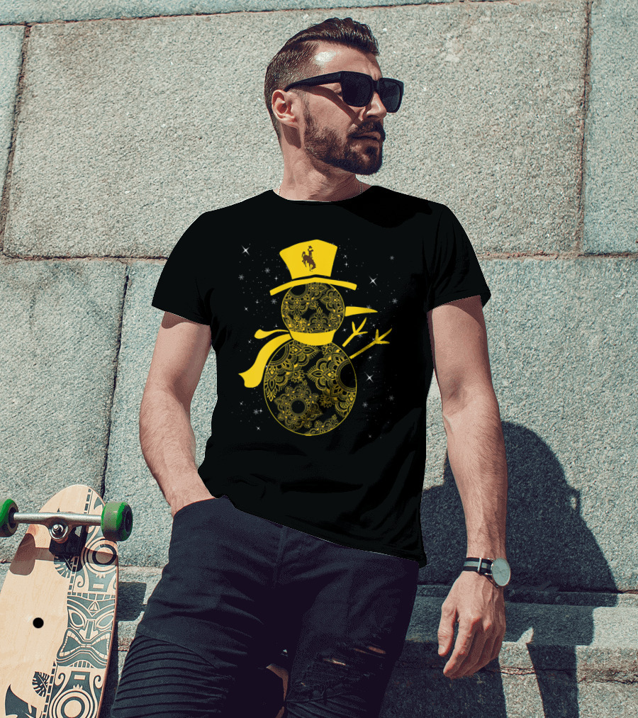 Wyoming Cowboys Mandala Snowman With Cowboy Hat T-Shirt