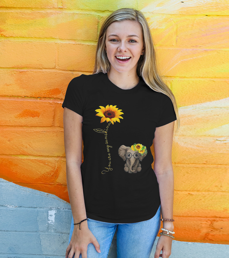 You Are My Sunshine Sunflower Elephant Hippie T-Shirt