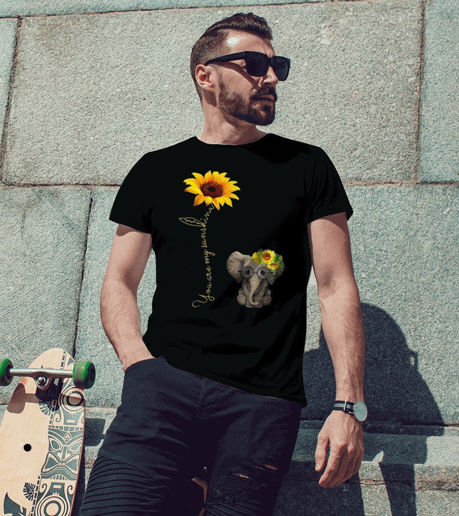 You Are My Sunshine Sunflower Elephant Hippie T-Shirt
