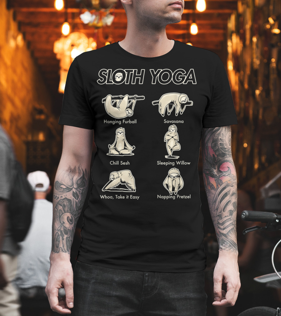 Vintage Funny Cute Sloth Yoga Lover Hanging Furball Savasana Chill Sesh Sleeping Willow Napping Pretzel T-Shirt