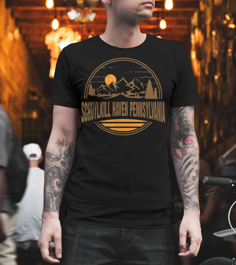 Schuylkill Haven Pennsylvania Vintage Mountain Sunset Scene T-Shirt