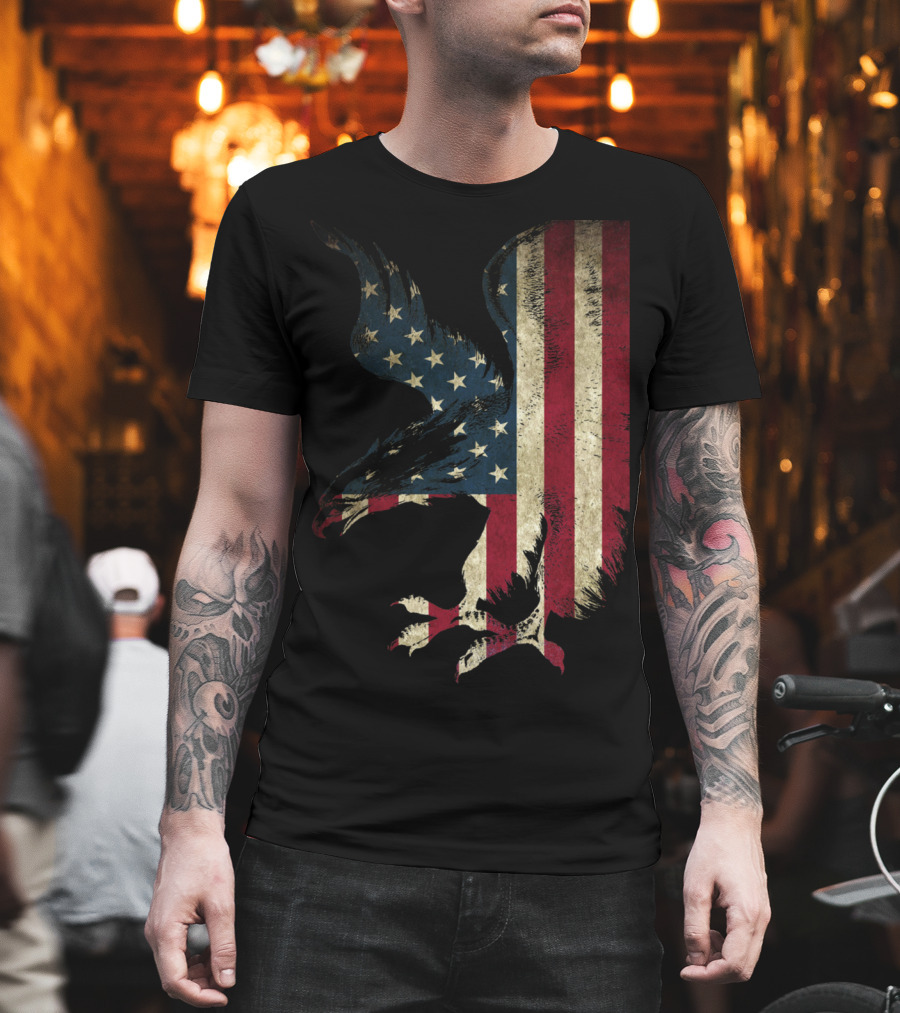 American Patriot Freedom Bald Eagle USA Flag T-Shirt