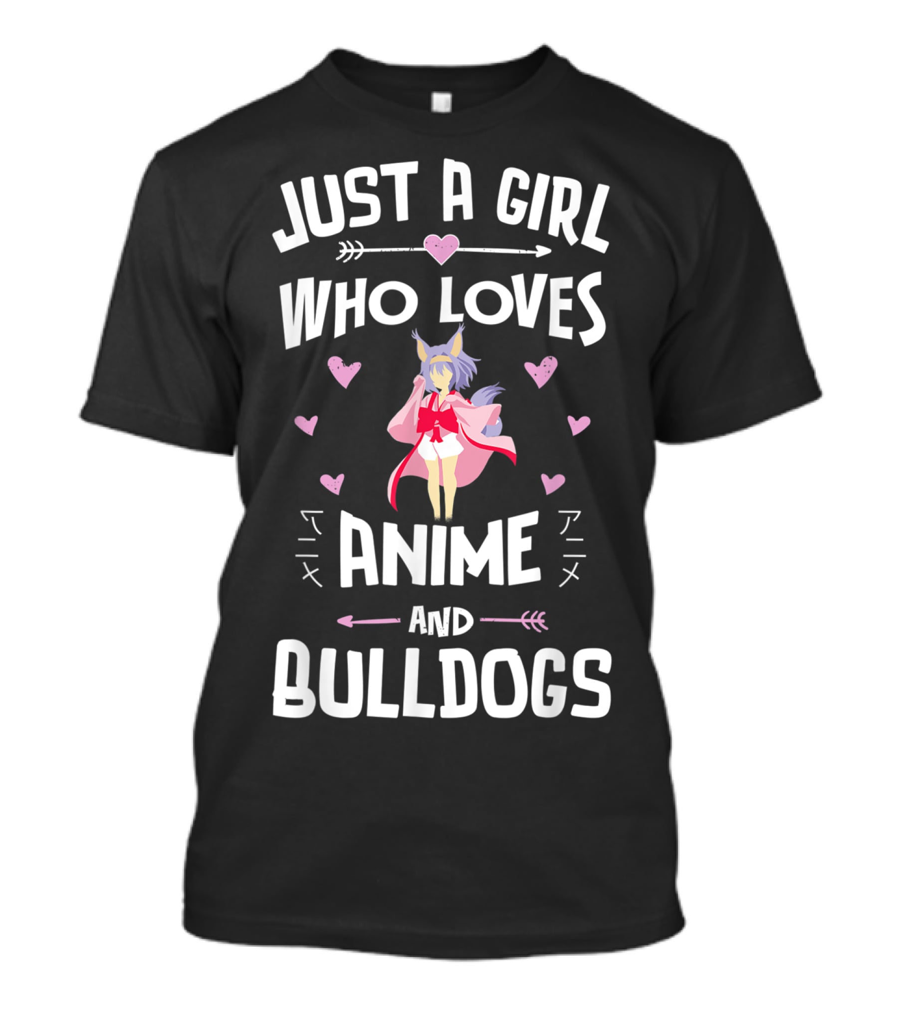 Just A Girl Who Loves Anime And Bulldogs T-Shirt