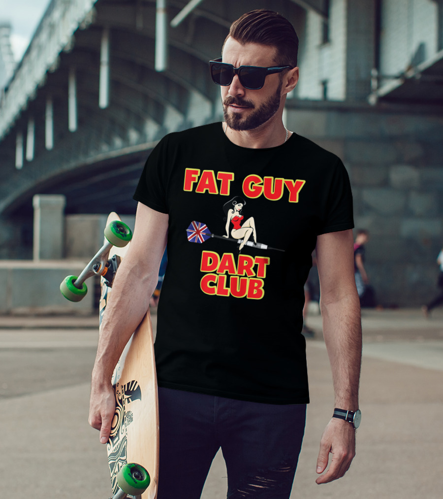 Fat Guy Dart Club Funny Darts Bar Games UK Union Jack T-Shirt