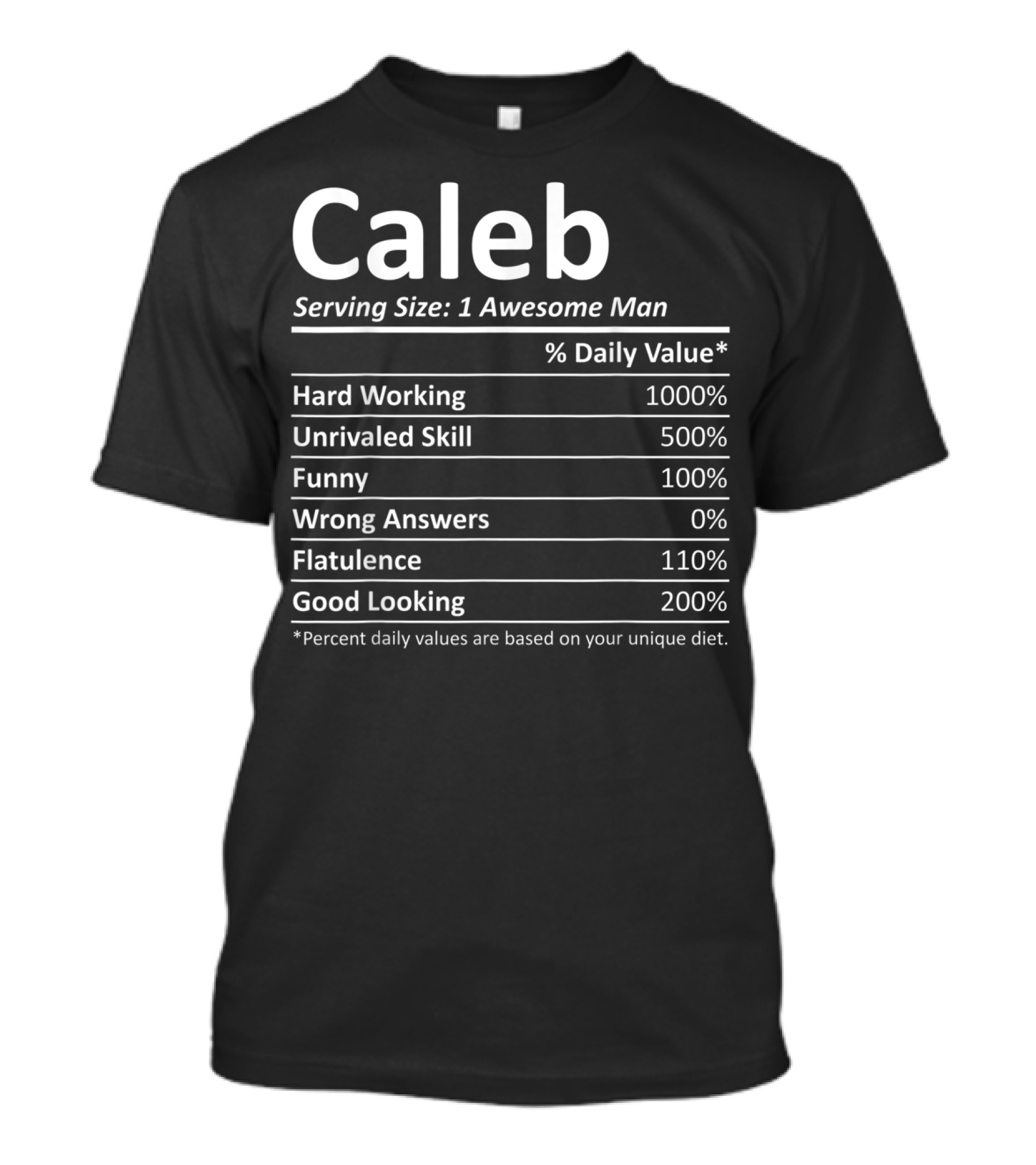 Caleb Nutrition Facts Serving Size: 1 Awesome Man T-Shirt