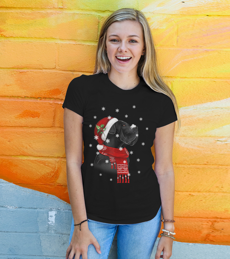 Cane Corso Christmas Tree Xmas For Cane Corso With Santa Hat And Snowflakes T-Shirt