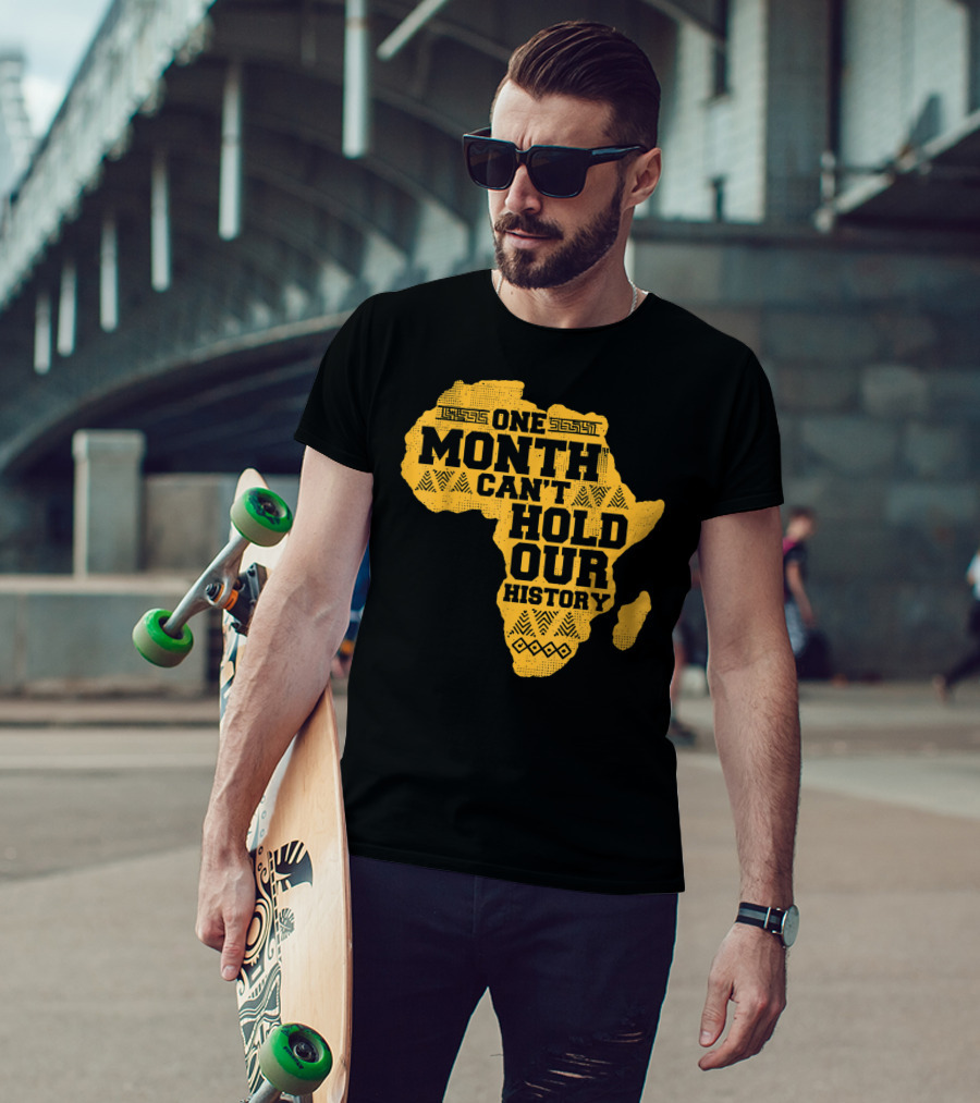 One Month Can't Hold Our History Celebration African Map Kente Cool T-Shirt