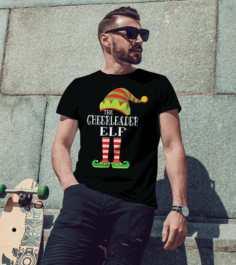 The Cheerleader Elf Matching Family Group Festive Holiday T-Shirt