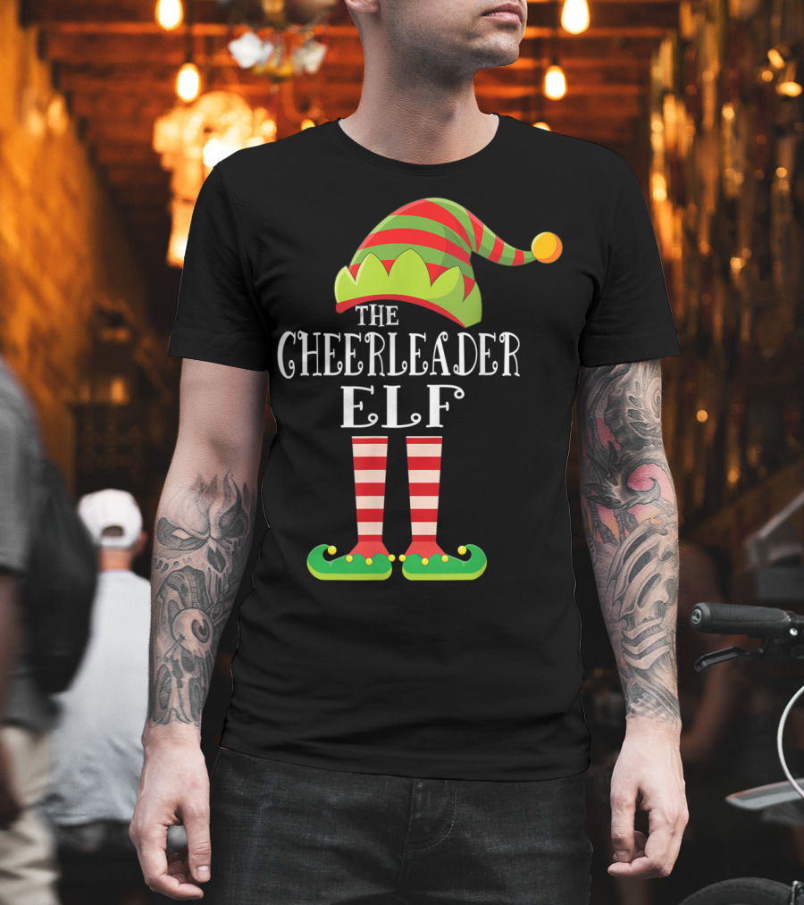 The Cheerleader Elf Matching Family Group Festive Holiday T-Shirt